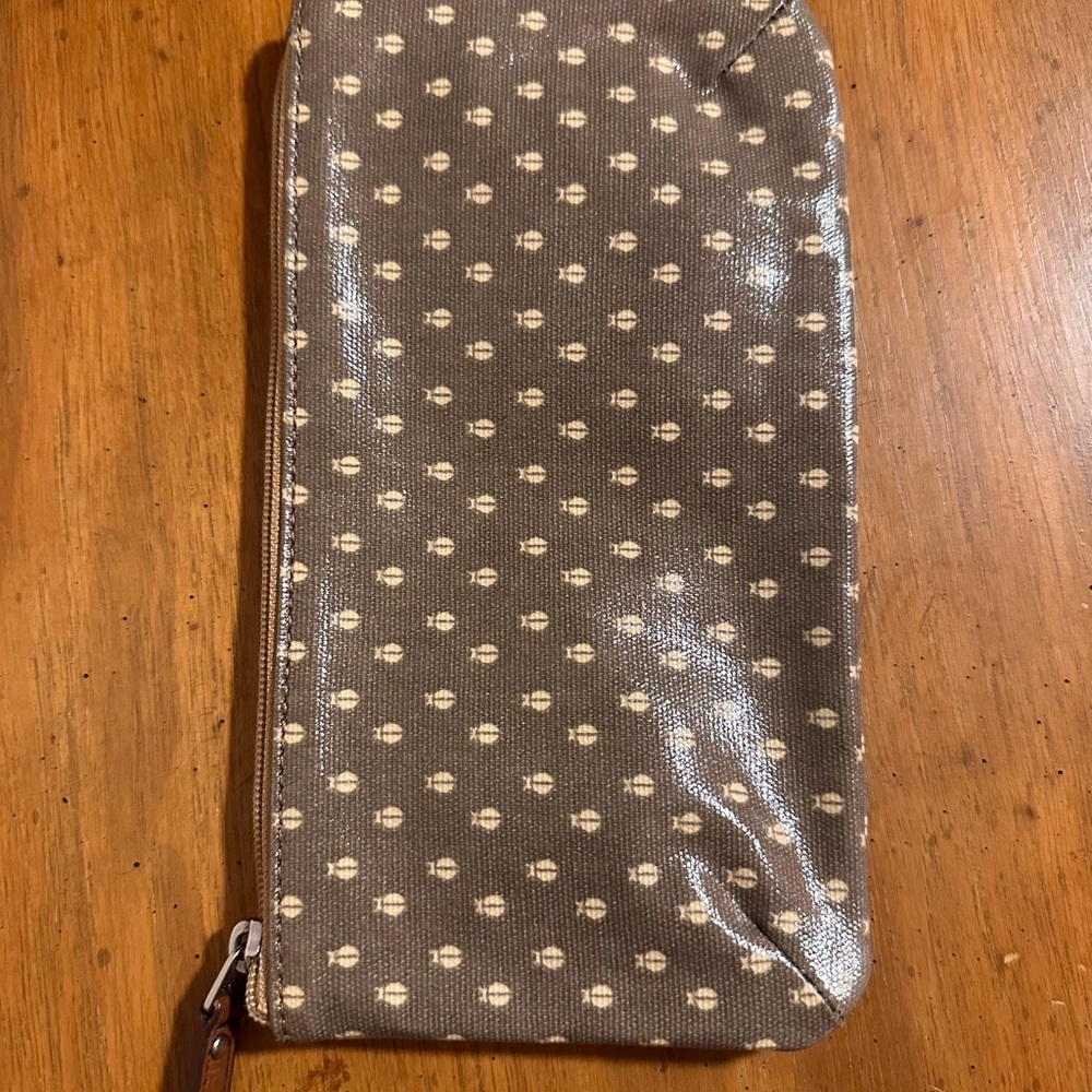 Fossil Brown and Cream Polka Dot Cosmetic Bag